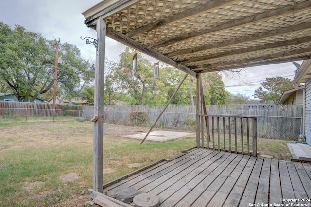 deck featuring a yard