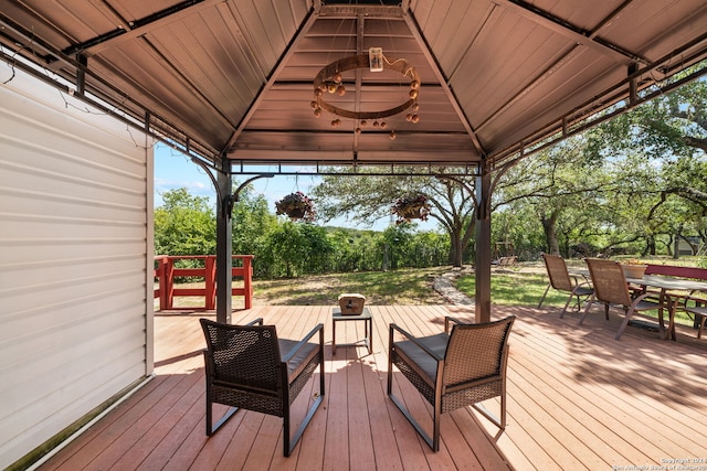 deck featuring a gazebo