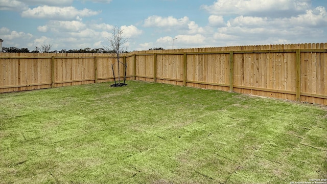 view of yard with a fenced backyard