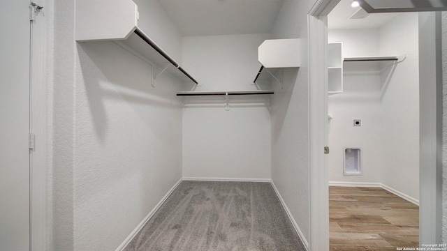 spacious closet featuring wood finished floors