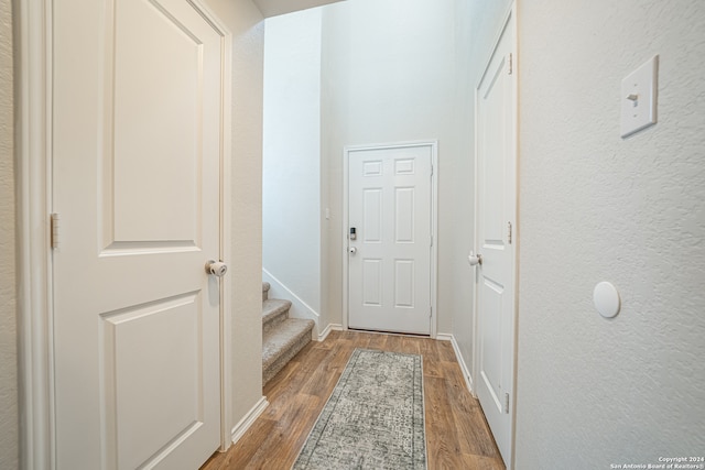 doorway featuring light hardwood / wood-style floors