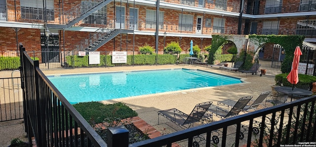 view of pool featuring a patio area