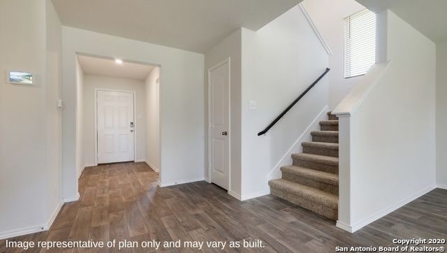 foyer with dark hardwood / wood-style flooring