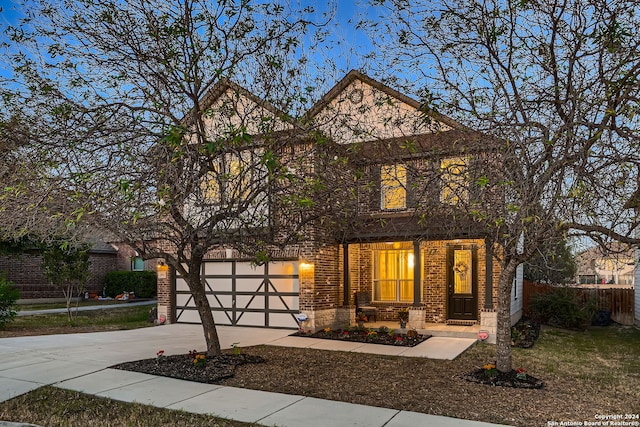 view of front of home with a garage