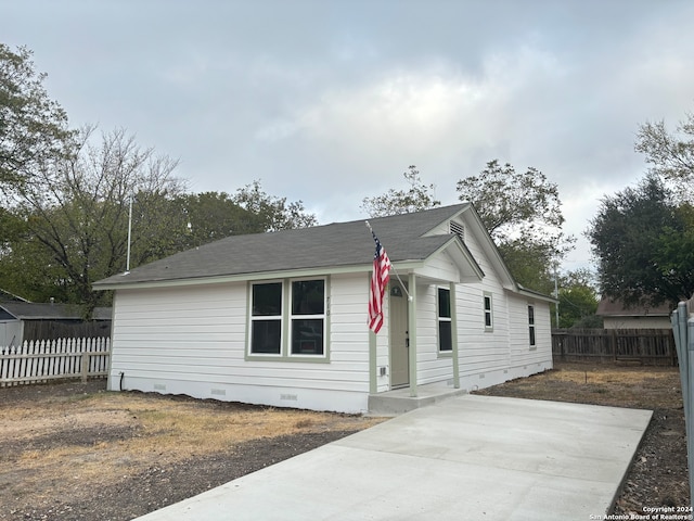 view of front of home with a patio