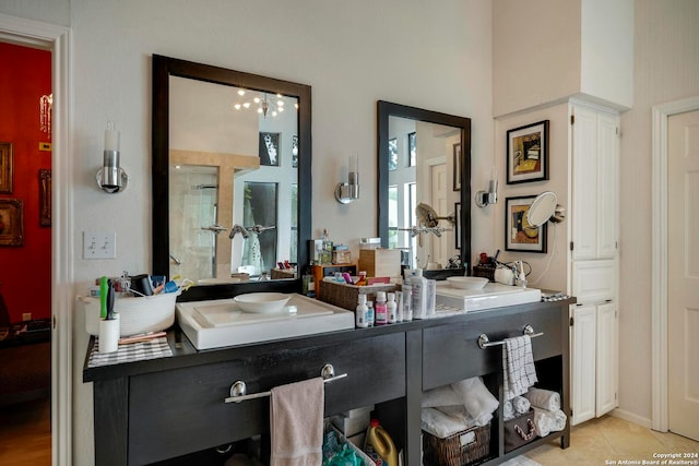 bathroom featuring vanity and tile patterned floors