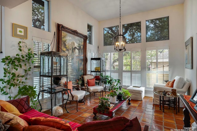 interior space featuring an inviting chandelier