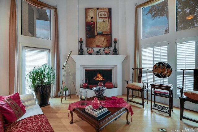 sitting room with light hardwood / wood-style floors