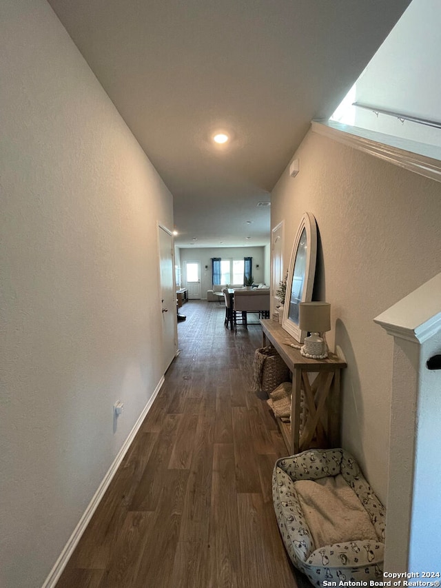 hall featuring dark hardwood / wood-style floors