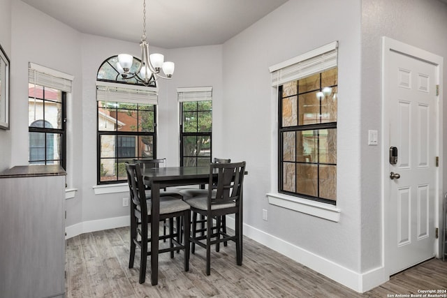 dining room featuring a chandelier and hardwood / wood-style flooring