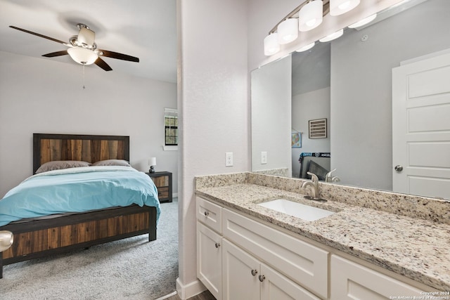 bathroom with vanity and ceiling fan