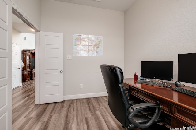 office featuring light hardwood / wood-style floors