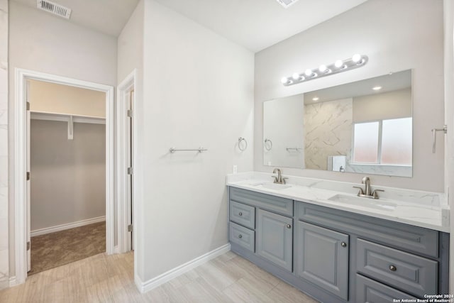 bathroom featuring wood-type flooring and vanity