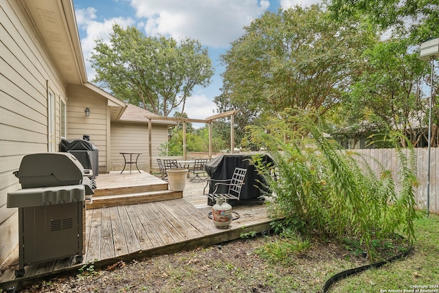 wooden terrace with grilling area