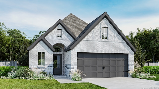 view of front of property with a front lawn