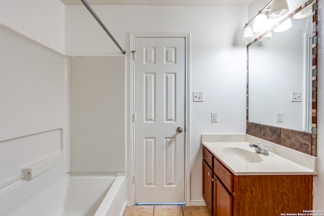 bathroom featuring vanity, tile patterned floors, and shower / bathtub combination