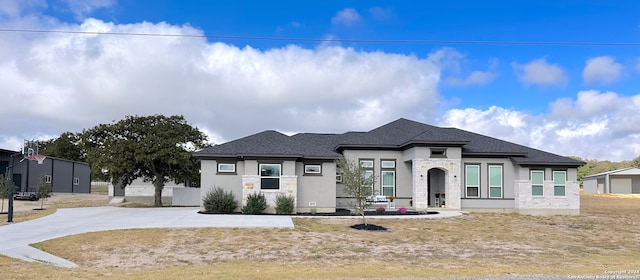 view of prairie-style home