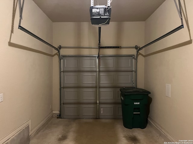 garage with a garage door opener