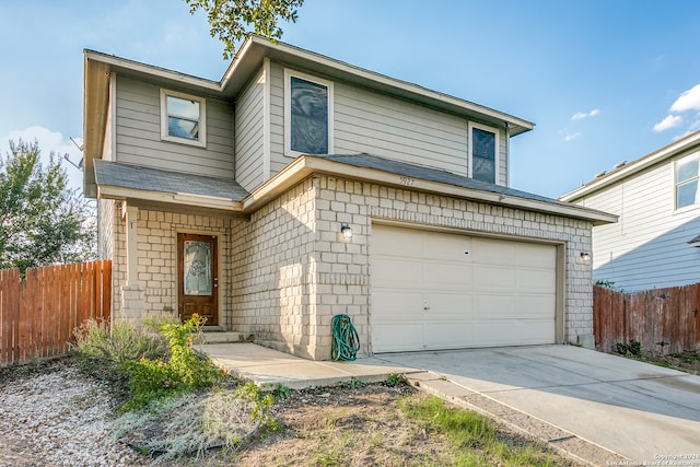 view of property featuring a garage