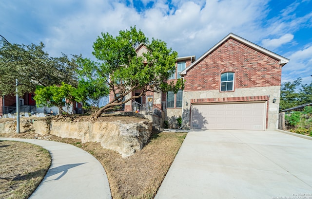 view of front property with a garage