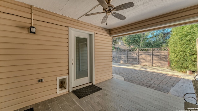 view of patio with ceiling fan