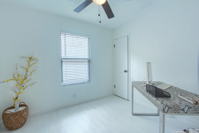 home office featuring ceiling fan