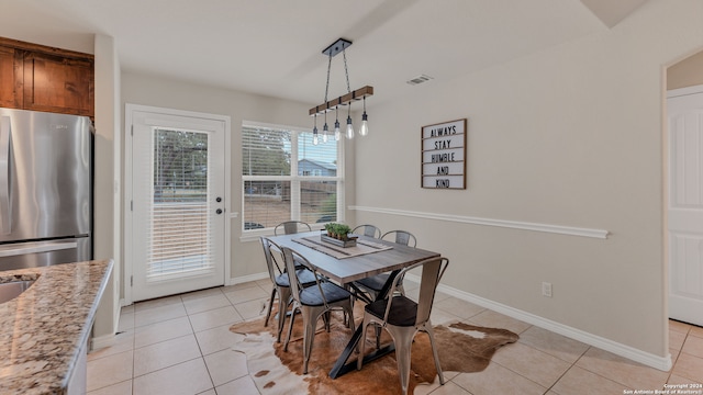 view of tiled dining room