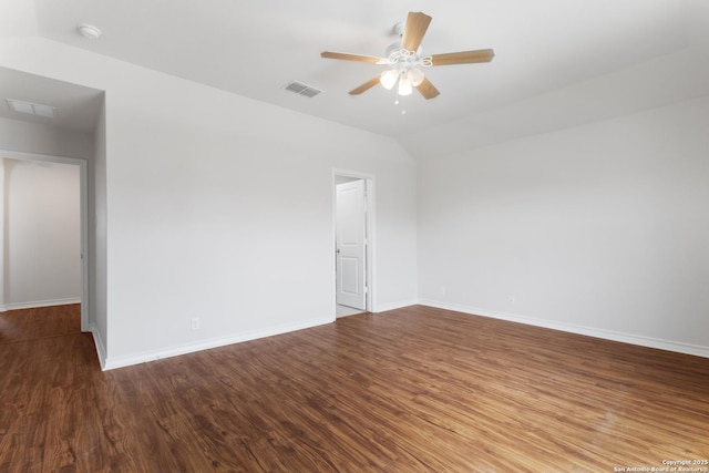 12121 Old Onyx, San Antonio, TX 78245 - spare room with a ceiling fan, lofted ceiling, wood finished floors, baseboards, and a smoke detector