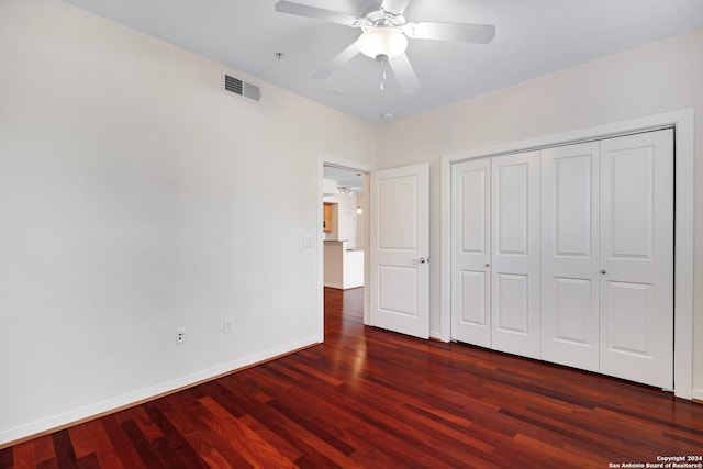 7342 Oak Manor Dr Unit 1204, San Antonio, TX 78229 - unfurnished bedroom with wood finished floors, baseboards, ceiling fan, and a closet