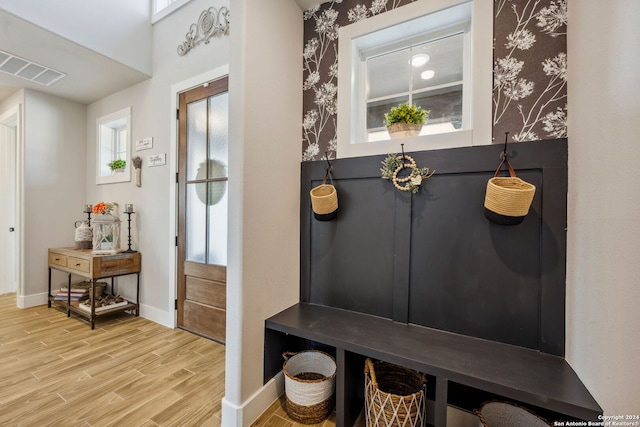 mudroom with light wood-type flooring