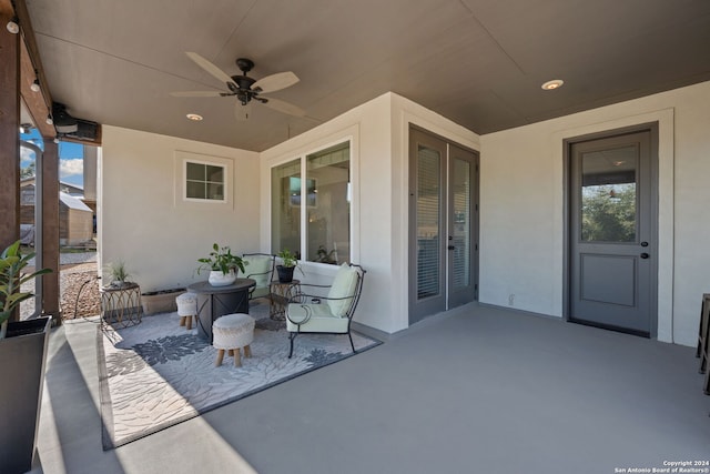 view of patio / terrace with ceiling fan