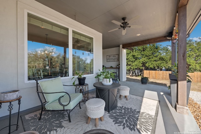 view of patio with ceiling fan