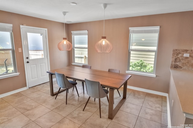 tiled dining area with plenty of natural light