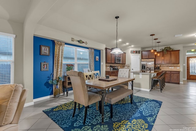 view of tiled dining area