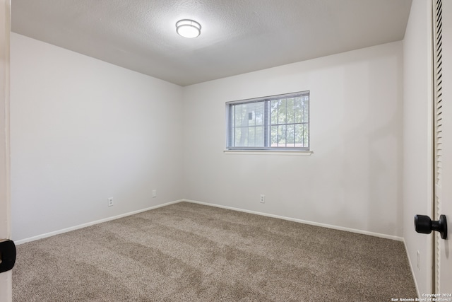 spare room featuring a textured ceiling and carpet