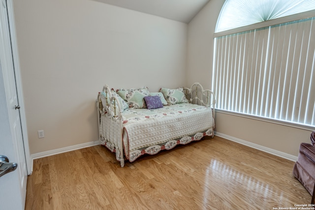 bedroom with light hardwood / wood-style floors