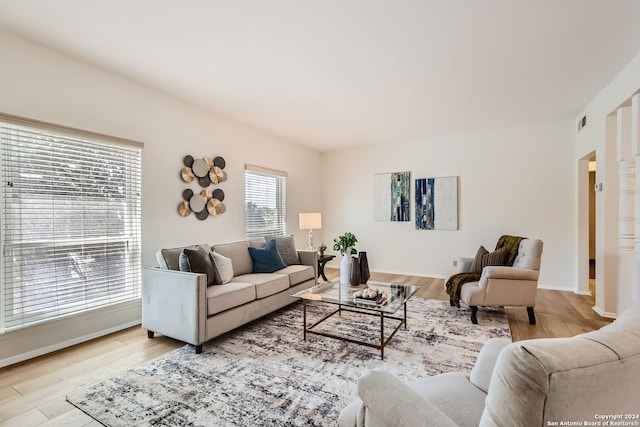 living room featuring light hardwood / wood-style flooring