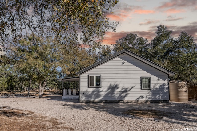 view of property exterior at dusk