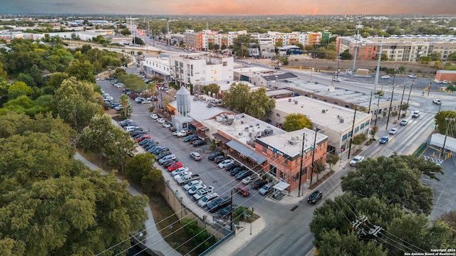 view of aerial view at dusk