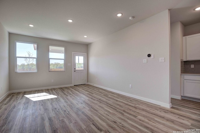 interior space with light hardwood / wood-style flooring