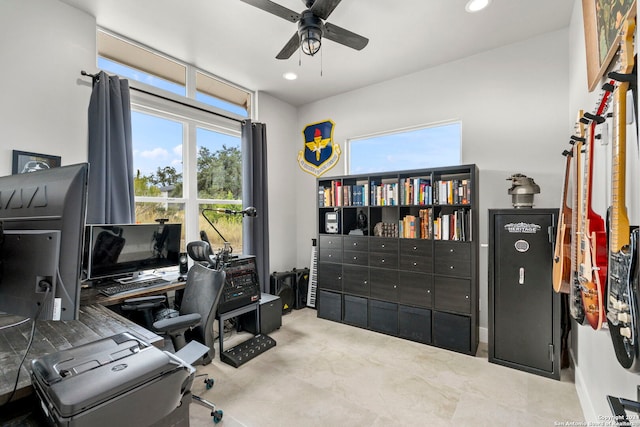 office featuring ceiling fan