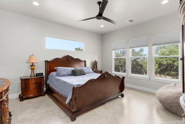 bedroom featuring ceiling fan