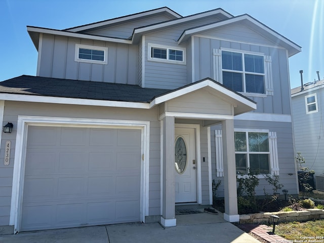 view of front of house with a garage