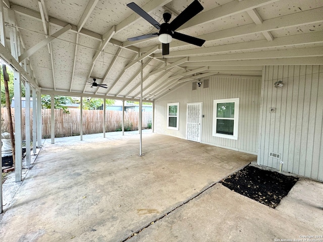 view of patio with ceiling fan