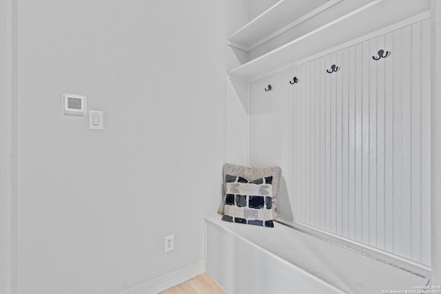 mudroom featuring wood-type flooring