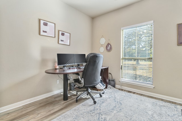 office space featuring light wood-type flooring and plenty of natural light