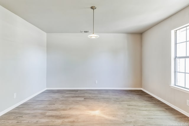 unfurnished room featuring a wealth of natural light and light hardwood / wood-style flooring