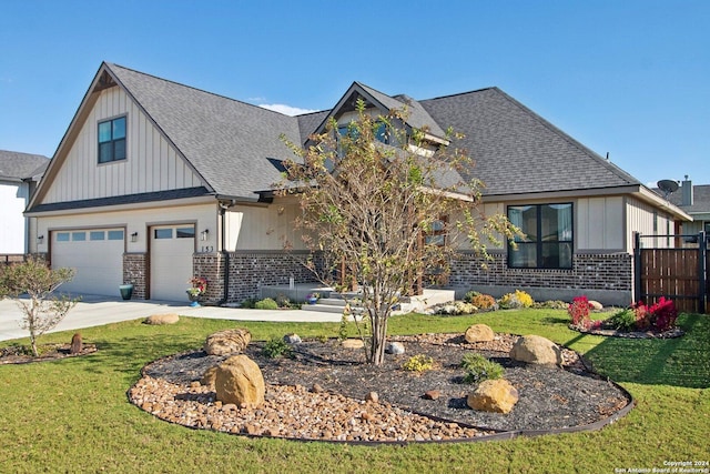 153 W Magnolia Cir, La Vernia, TX 78121 - view of front of property featuring brick siding, board and batten siding, concrete driveway, and a shingled roof
