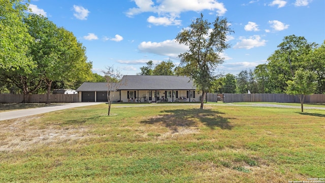 ranch-style house with a front lawn