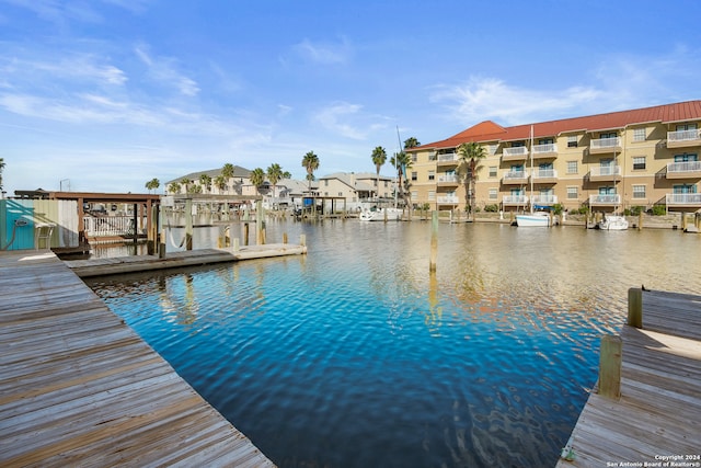 view of dock featuring a water view